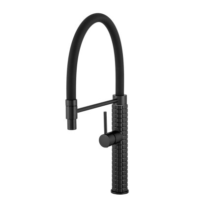 Gamma Full Pro, vysoká dřezová baterie s elastickým ramenem, černá matná, GMA-BFLP-BK