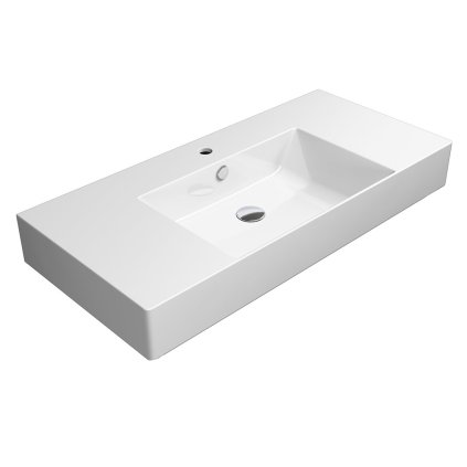 GSI, KUBE X keramické umyvadlo 100x47 cm s odkládacími plochami, bílá ExtraGlaze, 9451111