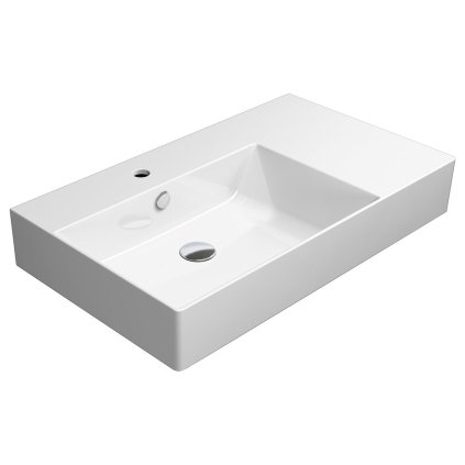 GSI, KUBE X keramické umyvadlo 80x47 cm, s odkládací plochou vpravo, bílá ExtraGlaze, 9456111
