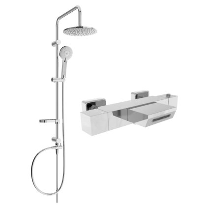 Mexen Carl vanovo-sprchový set s dešťovou sprchou a vanovou termostatickou baterií Cube, chromová, 77360240-00