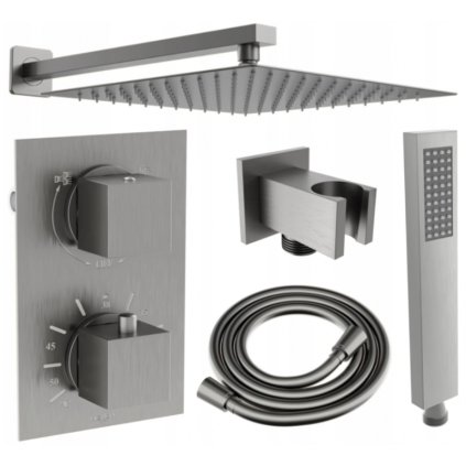 Mexen Cube DR02 podomítkový sprchový set s dešťovou sprchou 25x25 cm (6v1), grafitová, 77502DR0225-66