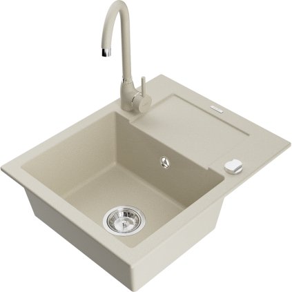 125826 mexen enzo 1 komorovy granitovy drez s odkvapkavacom 58x47 cm a kuchynskou bateriou telma bezova 6506 69 670200 69