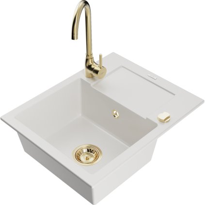 125823 mexen enzo 1 komorovy granitovy drez s odkvapkavacom 58x47 cm a kuchynskou bateriou telma biela 6506 20 670200 50