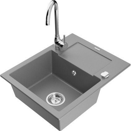 125829 mexen enzo 1 komorovy granitovy drez s odkvapkavacom 58x47 cm a kuchynskou bateriou telma seda 6506 71 670200 00