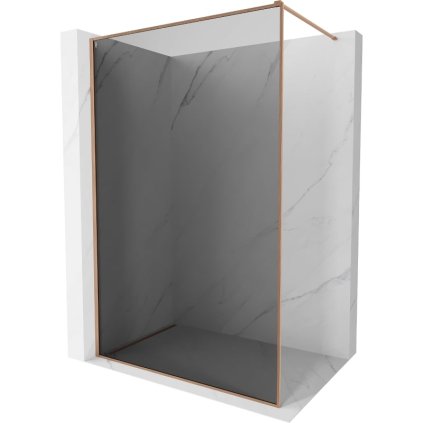 Mexen Kioto-F, sprchová zástěna s rámem 90 x 202 cm, 8 mm šedé sklo, profil měděná matná, 800-090-104-65-40