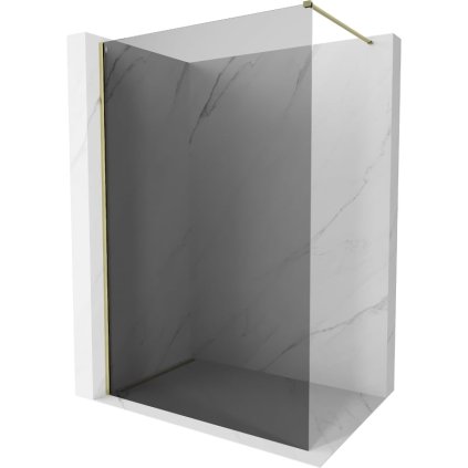Mexen Kioto-X, sprchová zástěna 130 x 200 cm, 10mm šedé sklo, zlatý lesklý profil, 800-130-101-50-40-X