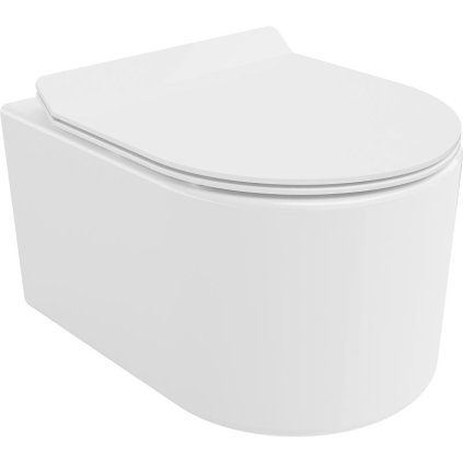 Mexen Sofia, závěsná WC mísa 490x360x355 mm, Rimless Tornádo + WC sedátko z duroplastu, bílá lesklá, 30540100T