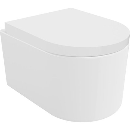 Mexen Sofia, závěsná WC mísa 490x360x355 mm, Rimless Tornádo + WC sedátko z duroplastu, bílá lesklá, 30540200T