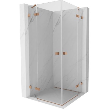 Mexen Lunar Duo, výklopný sprchový kout 100 x 100 cm, 8mm čiré sklo, profil měděná matná, 834-100L-100P-65-00