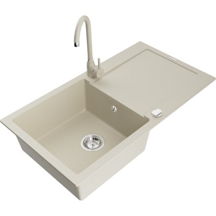 125643 1 mexen leo 1 komorovy granitovy drez s odkvapkavacom 90x50 cm a kuchynskou bateriou telma bezova 6501 69 670200 69