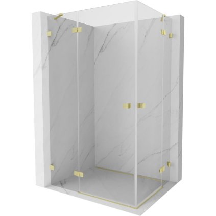 Mexen Lunar Duo, výklopný sprchový kout 115 x 90 cm, 8mm čiré sklo, zlatý matný profil, 834-115L-090P-55-00