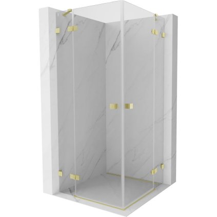 Mexen Lunar Duo, výklopný sprchový kout 120 x 120 cm, 8mm čiré sklo, zlatý matný profil, 834-120L-120P-55-00