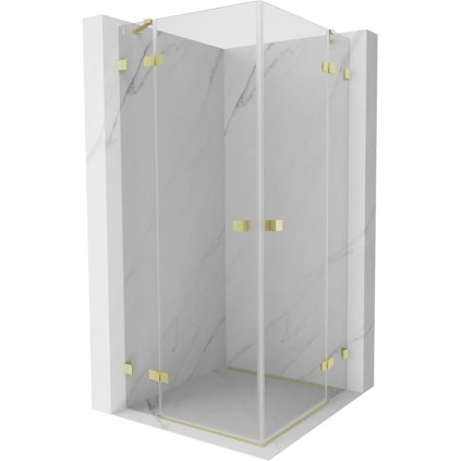 Mexen Lunar Duo, výklopný sprchový kout 120 x 120 cm, 8mm čiré sklo, zlatý matný profil, 834-120L-120P-55-00