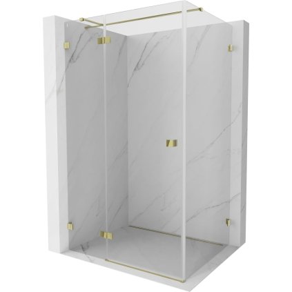 Mexen Lunar T, výklopný levý sprchový kout 140 x 100 cm, 8mm čiré sklo, zlatý profil, 834T-140-100-50-00-L