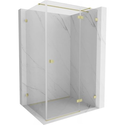 Mexen Lunar T, výklopný pravý sprchový kout 140 x 80 cm, 8mm čiré sklo, zlatý matný profil, 834T-140-080-55-00-P