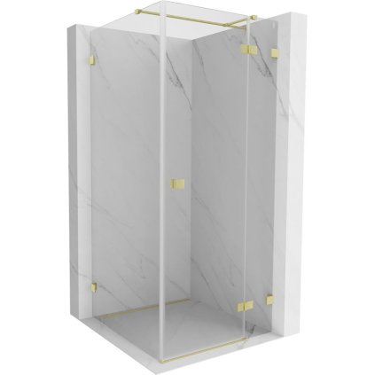 Mexen Lunar T, výklopný sprchový kout pravý 120 x 120 cm, 8mm čiré sklo, zlatý kartáčovaný - 834T-120-120-55-00-P