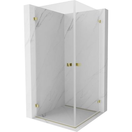 Mexen Lunar-B Duo, výklopný sprchový kout 90 x 90 cm, 8mm čiré sklo, zlatý profil, 832-090L-090P-50-00