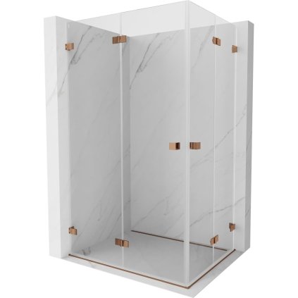 Mexen Lunar-F Duo, skládací sprchový kout 90 x 80 cm, 8mm čiré sklo, profil růžové zlato, 836-090L-080P-60-00