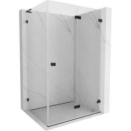 Mexen Lunar-F L, pravý sklápěcí sprchový kout 95 x 80 cm, 8mm čiré sklo, černý profil, 836L-095-080-70-00-P