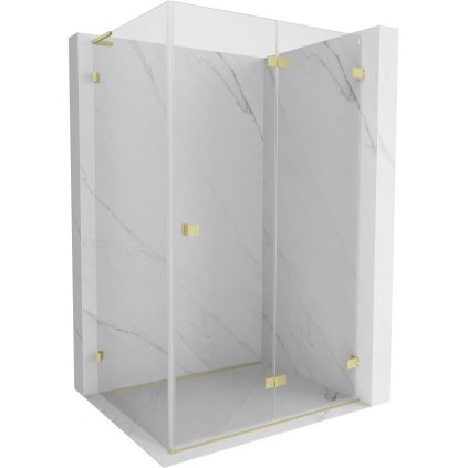 Mexen Lunar-F L, pravý sklápěcí sprchový kout 95 x 80 cm, 8mm čiré sklo, zlatý matný profil, 836L-095-080-55-00-P