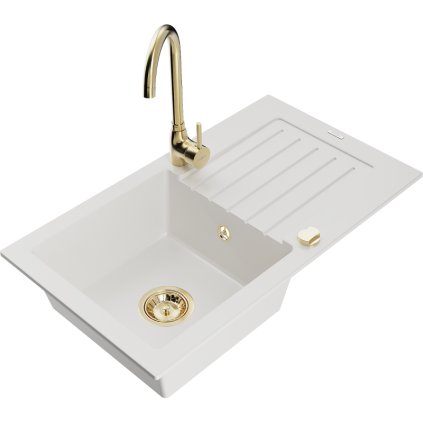125961 mexen pablo 1 komorovy granitovy drez s odkvapkavacom 75x44 cm a kuchynskou bateriou telma biela 6510 20 670200 50