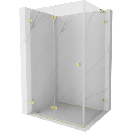 Mexen Lunar-F L, skládací sprchový kout levý 95 x 80 cm, 8mm čiré sklo, zlatý matný profil, 836L-095-080-55-00-L