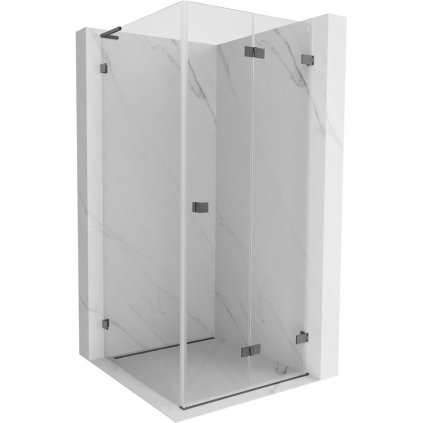 Mexen Lunar-F L, skládací sprchový kout pravý 70 x 70 cm, 8mm čiré sklo, profil grafit broušený, 836L-070-070-66-00-P