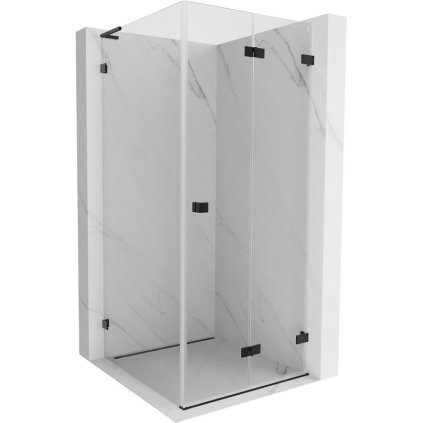 Mexen Lunar-F L, sklápěcí sprchový kout pravý 70 x 70 cm, 8mm čiré sklo, černý profil, 836L-070-070-70-00-P