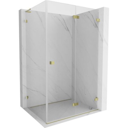 Mexen Lunar-F L, sklápěcí sprchový kout pravý 85 x 80 cm, 8mm čiré sklo, zlatý profil, 836L-085-080-50-00-P