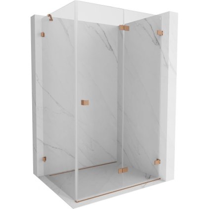 Mexen Lunar-F, sklápěcí sprchový kout pravý 90 x 80 cm, 8mm čiré sklo, profil měděná matná, 836-090-080-65-00-P