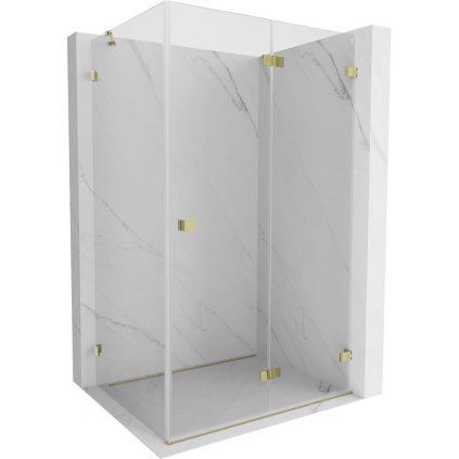 Mexen Lunar-F, sklápěcí sprchový kout pravý 95 x 80 cm, 8mm čiré sklo, zlatý profil, 836-095-080-50-00-P