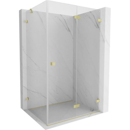 Mexen Lunar-F, skopný sprchový kout pravý 95 x 80 cm, 8mm čiré sklo, zlatý matný profil, 836-095-080-55-00-P