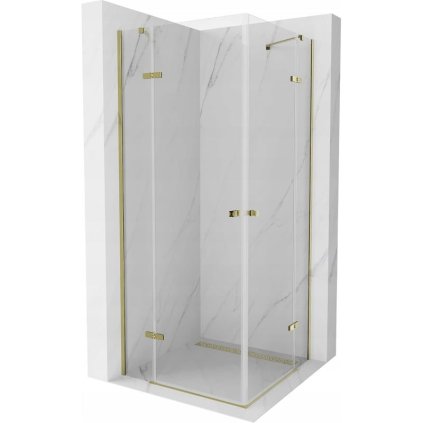 Mexen Roma sprchový kout 90 x 90 cm, 6mm čiré sklo, zlatý profil, 854-090-090-50-00-02