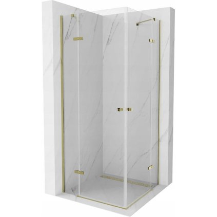 Mexen Roma sprchový kout 90 x 90 cm, 6mm čiré sklo, zlatý profil, 854-090-090-50-00-02