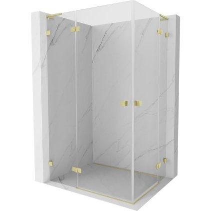 Mexen Lunar, L Duo výklopný sprchový kout 85 x 70 cm, 8mm čiré sklo, zlatý matný profil, 834L-085L-070P-55-00