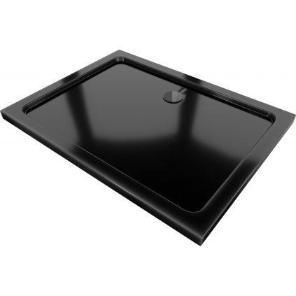 Mexen SLIM - Obdélníková sprchová vanička 100x80x5cm + černý sifon, černá, 40708010B