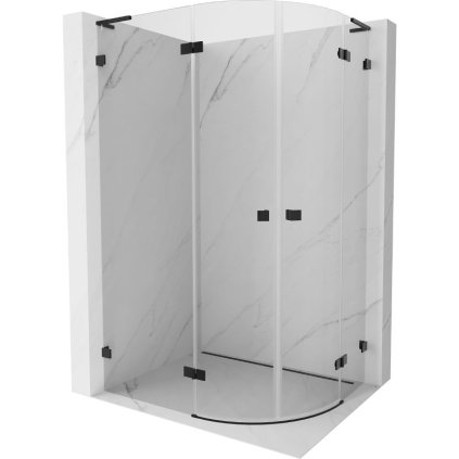 Mexen Lunar, L půlkruhový sprchový kout naklápěcí doleva 90 x 80 cm, 8mm čiré sklo, černý profil, 833L-090L-080P-70-00