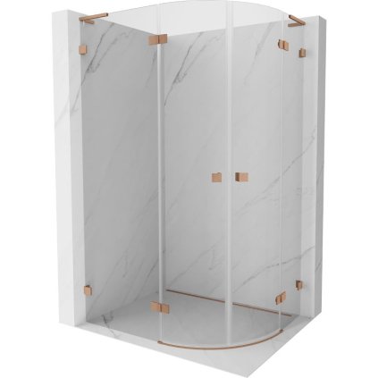 Mexen Lunar, L půlkruhový sprchový kout naklápěcí doleva 90 x 80 cm, 8mm čiré sklo, profil měděná matná, 833L-090L-080P-65-00