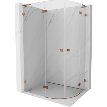 Mexen Lunar, L půlkruhový výklopný sprchový kout 100 x 70 cm, 8mm čiré sklo, profil růžové zlato, 833L-100L-070P-60-00