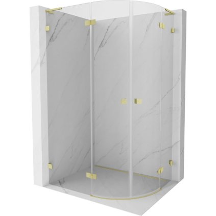 Mexen Lunar, L půlkruhový výklopný sprchový kout levý 90 x 70 cm, 8mm čiré sklo, zlatý kartáčovaný - 833L-090L-070P-55-00
