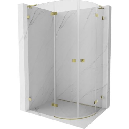 Mexen Lunar, L půlkruhový výklopný sprchový kout levý 90 x 70 cm, 8mm čiré sklo, zlatý profil, 833L-090L-070P-50-00