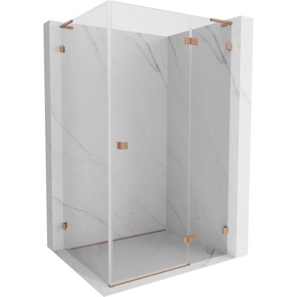 Mexen Lunar, L pravostranný výklopný sprchový kout 75 x 70 cm, 8mm čiré sklo, profil měděná matná, 834L-075-070-65-00-P