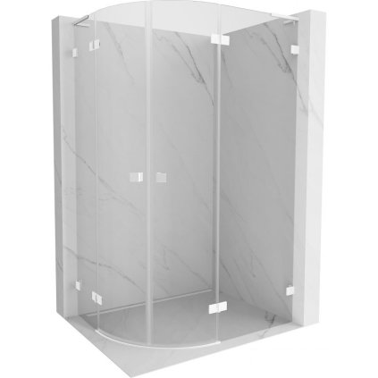 Mexen Lunar, L pravý půlkruhový sprchový kout 100 x 90 cm, 8mm čiré sklo, bílý profil, 833L-100P-090L-20-00