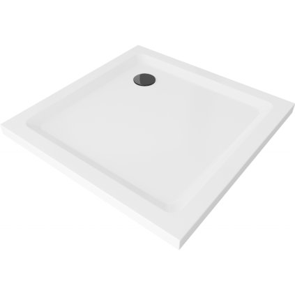 Mexen SLIM - Čtvercová sprchová vanička 70x70x5cm + černý sifon, bílá, 40107070B