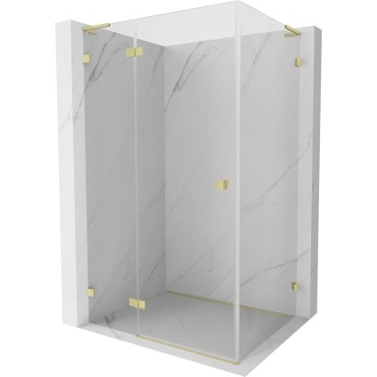 Mexen Lunar, L sklápěcí sprchový kout levý 95 x 90 cm, 8mm čiré sklo, zlatý kartáčovaný - 834L-095-090-55-00-L