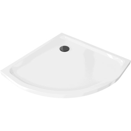 Mexen SLIM - Čtvrtkruhová sprchová vanička 90x90x5cm + černý sifon, bílá, 41109090B
