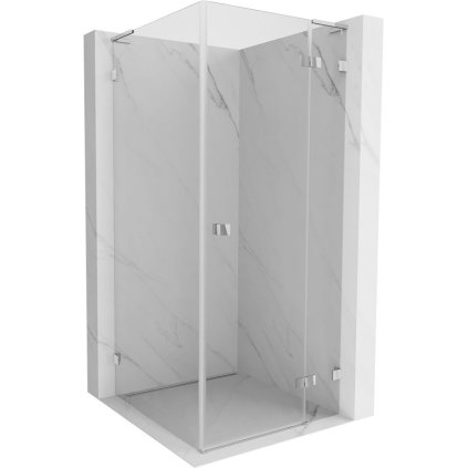 Mexen Lunar, L výklopný sprchový kout pravý 80 x 80 cm, 8mm čiré sklo, chromový profil, 834L-080-080-01-00-P