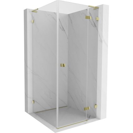 Mexen Lunar, L výklopný sprchový kout pravý 80 x 80 cm, 8mm čiré sklo, zlatý profil, 834L-080-080-50-00-P