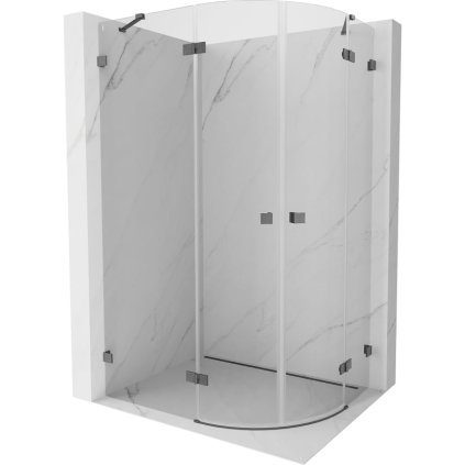 Mexen Lunar, půlkruhový sprchový kout naklápěcí doleva 100 x 90 cm, 8mm čiré sklo, profil grafit broušený, 833-100L-090P-66-00