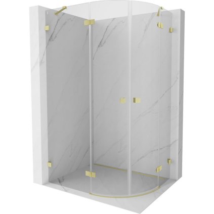 Mexen Lunar, půlkruhový sprchový kout naklápěcí doleva 100 x 90 cm, 8mm čiré sklo, zlatý matný profil, 833-100L-090P-55-00